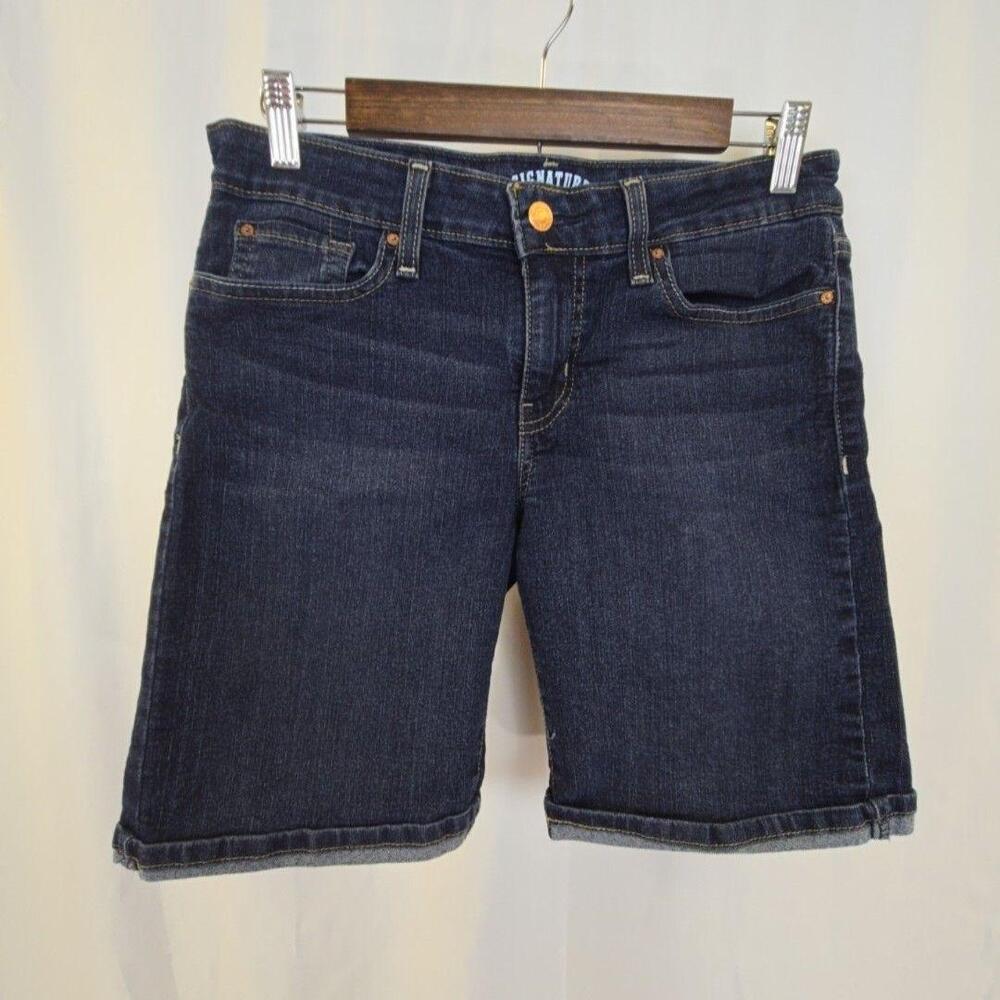 Signature Levi Strauss Shorts Womens 27 Blue Denim Modern Bermuda Stretch Casual